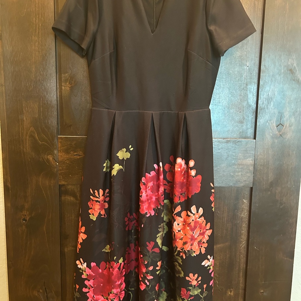 Donna Ricco Black and Red A-Line Midi Dress